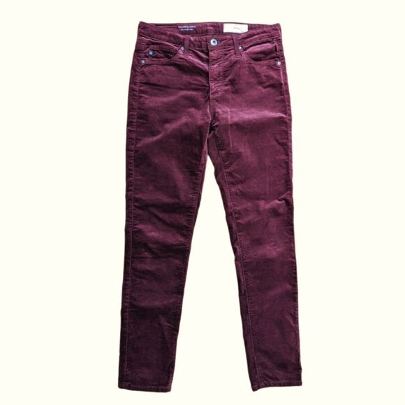 AG Adriano Goldschmied x Anthropologie Burgundy Suede Pants Size 26R - Picture 1 of 7